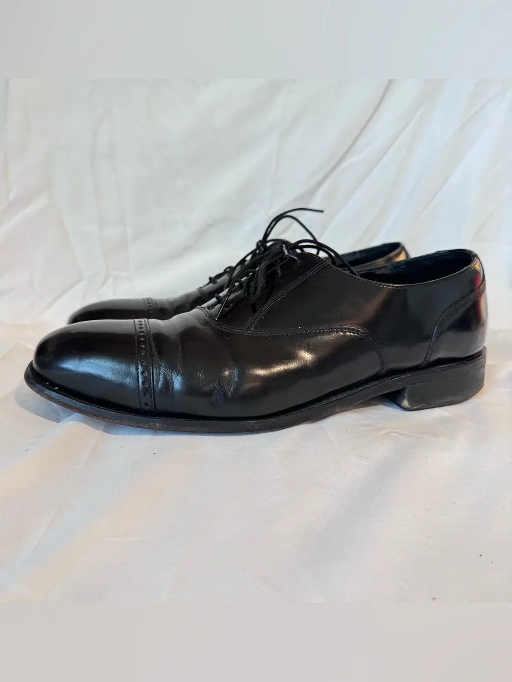 Classic Florsheim Mens Lexington Cap Toe Oxfords in Black Leather Sz 10.5 D